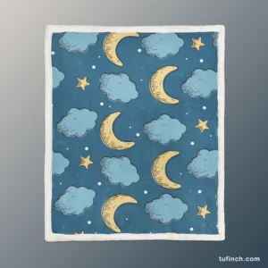 Night Sky Moon Clouds Sherpa Fleece Blanket 1