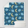 Night Sky Moon Clouds Sherpa Fleece Blanket