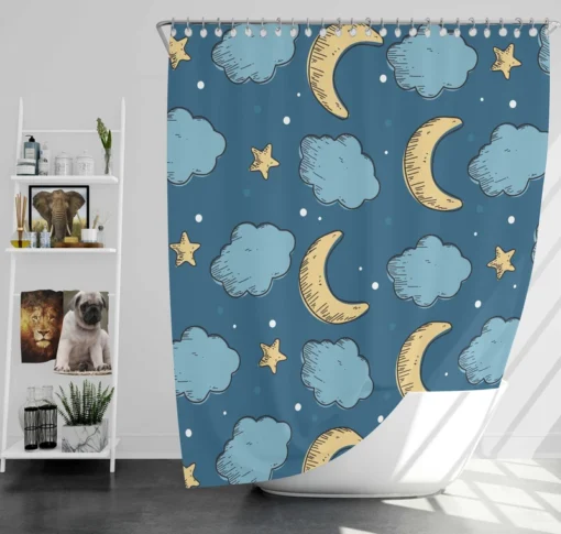 Night Sky Moon Clouds Shower Curtain