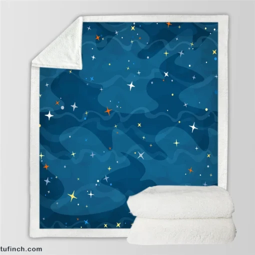 Night Sky With Little Stars Sherpa Fleece Blanket