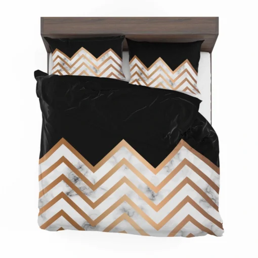 Nordic Marble Gold Zigzag Geometric Bedding Set 2