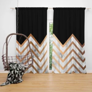 Nordic Marble Gold Zigzag Geometric Curtain