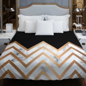 Nordic Marble Gold Zigzag Geometric Duvet Cover