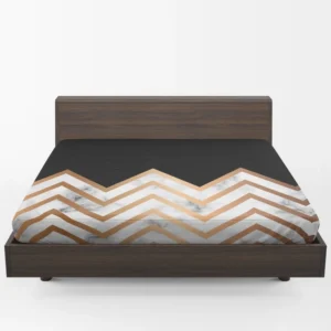 Nordic Marble Gold Zigzag Geometric Fitted Sheet 1