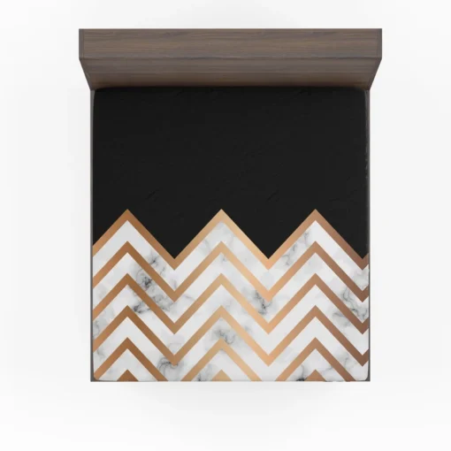 Nordic Marble Gold Zigzag Geometric Fitted Sheet