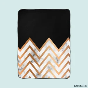 Nordic Marble Gold Zigzag Geometric Fleece Blanket 1