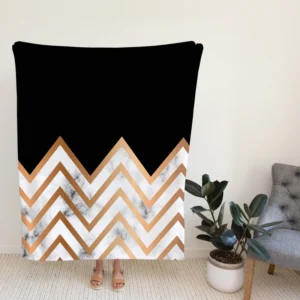 Nordic Marble Gold Zigzag Geometric Fleece Blanket