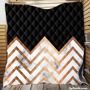 Nordic Marble Gold Zigzag Geometric Quilt Blanket