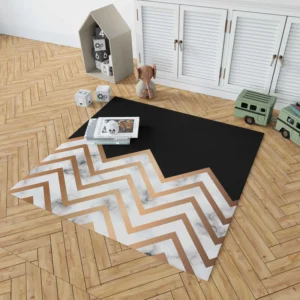 Nordic Marble Gold Zigzag Geometric Rug 1