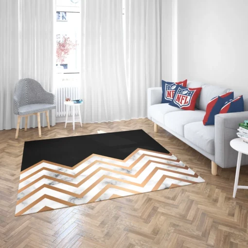 Nordic Marble Gold Zigzag Geometric Rug 2