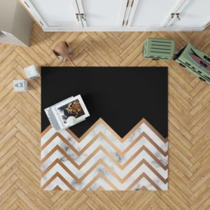 Nordic Marble Gold Zigzag Geometric Rug