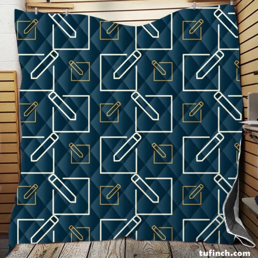 Notepad Pencil Minimalist Quilt Blanket