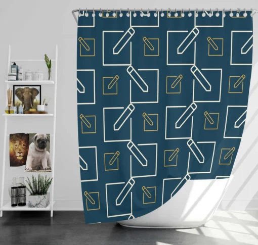 Notepad Pencil Minimalist Shower Curtain