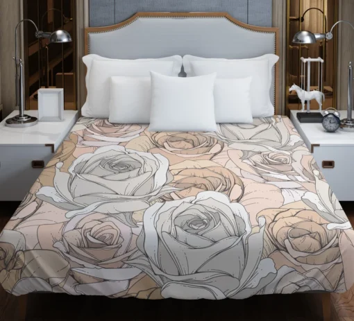 Nude Roses Drawing Duvet Cover