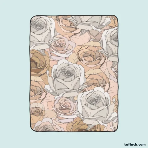 Nude Roses Drawing Fleece Blanket 1