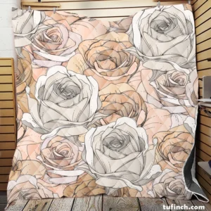 Nude Roses Drawing Quilt Blanket