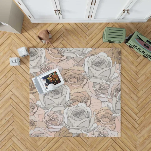 Nude Roses Drawing Rug