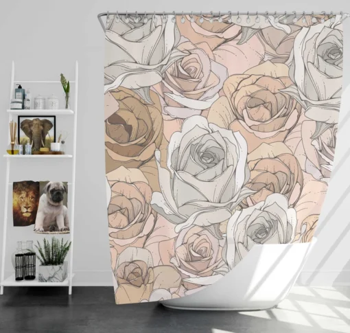 Nude Roses Drawing Shower Curtain