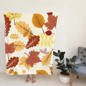 Oak & Maple Leaves Pattern Fleece Blanket