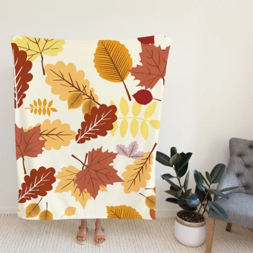 Oak & Maple Leaves Pattern Fleece Blanket