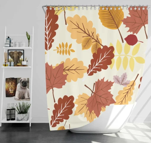 Oak & Maple Leaves Pattern Shower Curtain