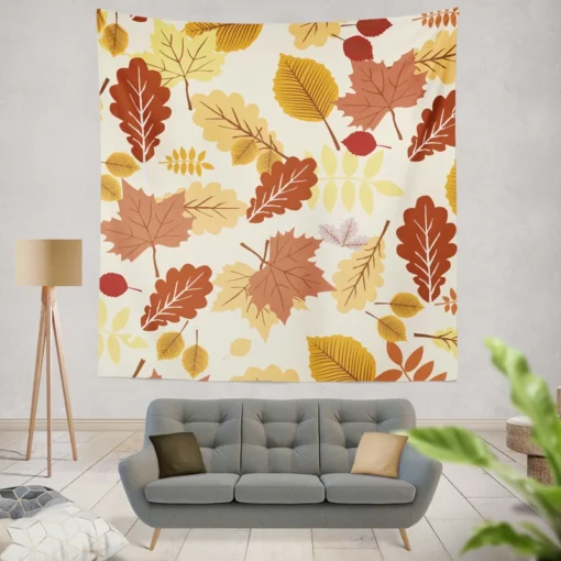 Oak & Maple Leaves Pattern Wall Tapestry