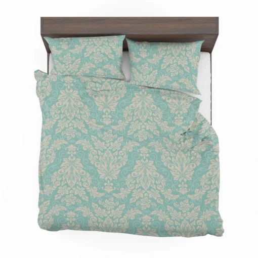 Ocean Blue Floral Damask Bedding Set 2