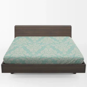 Ocean Blue Floral Damask Fitted Sheet 1