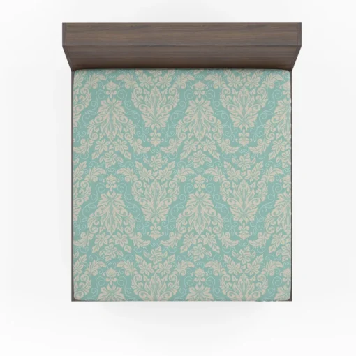 Ocean Blue Floral Damask Fitted Sheet