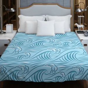 Ocean Curl Waves Duvet Cover