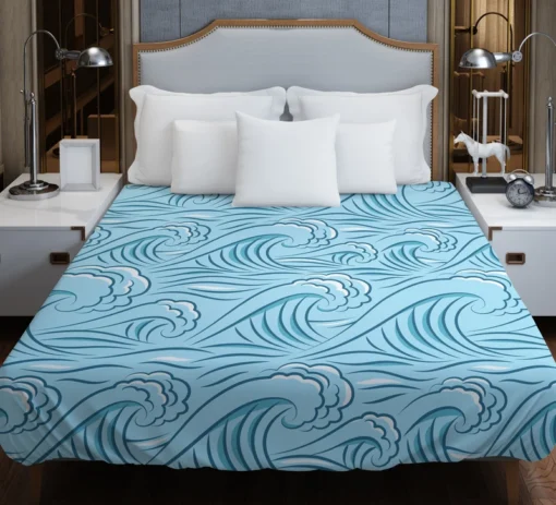 Ocean Curl Waves Duvet Cover