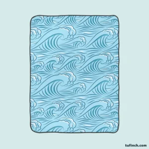 Ocean Curl Waves Fleece Blanket 1