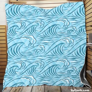 Ocean Curl Waves Quilt Blanket