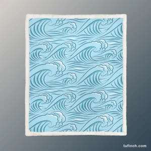 Ocean Curl Waves Sherpa Fleece Blanket 1