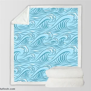 Ocean Curl Waves Sherpa Fleece Blanket