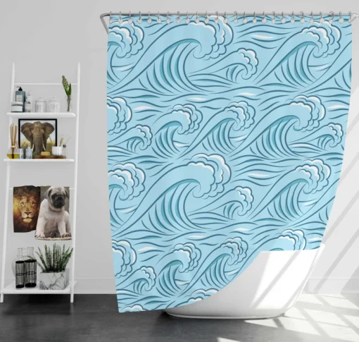 Ocean Curl Waves Shower Curtain