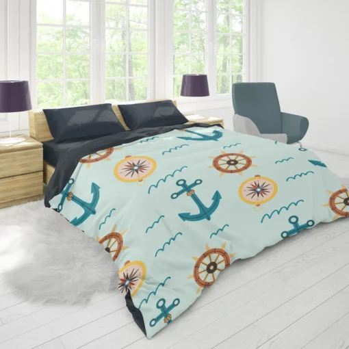 Ocean Navigation Symbols Nautical Duvet Cover 1