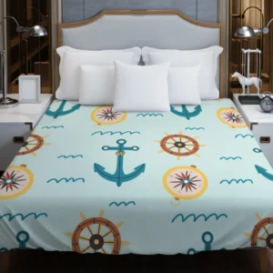 Ocean Navigation Symbols Nautical Duvet Cover