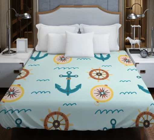 Ocean Navigation Symbols Nautical Duvet Cover