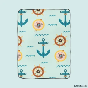 Ocean Navigation Symbols Nautical Fleece Blanket 1