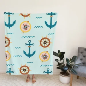 Ocean Navigation Symbols Nautical Fleece Blanket