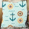 Ocean Navigation Symbols Nautical Quilt Blanket