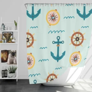 Ocean Navigation Symbols Nautical Shower Curtain