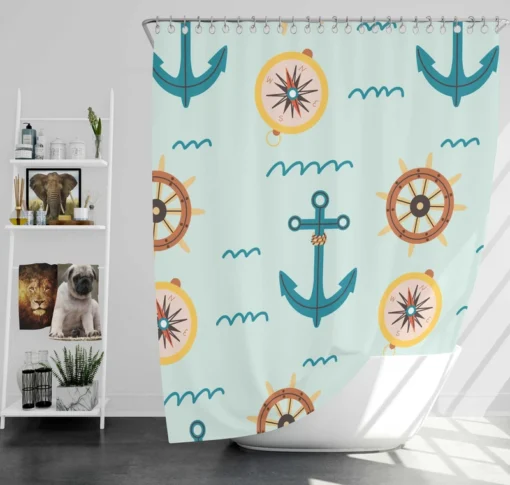 Ocean Navigation Symbols Nautical Shower Curtain