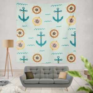 Ocean Navigation Symbols Nautical Wall Tapestry