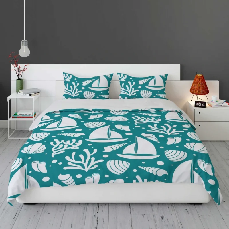 Ocean Treasures Sailboats Corals Shells Bedding Set 1