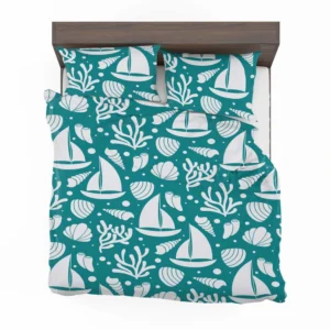 Ocean Treasures Sailboats Corals Shells Bedding Set 2