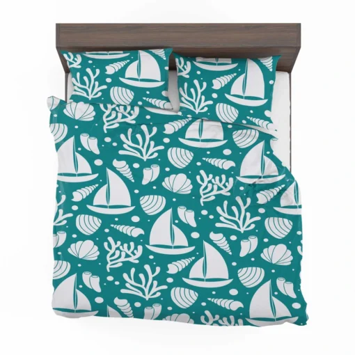 Ocean Treasures Sailboats Corals Shells Bedding Set 2