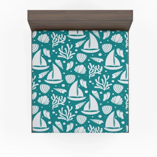 Ocean Treasures Sailboats Corals Shells Fitted Sheet