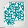 Ocean Treasures Sailboats Corals Shells Sherpa Fleece Blanket